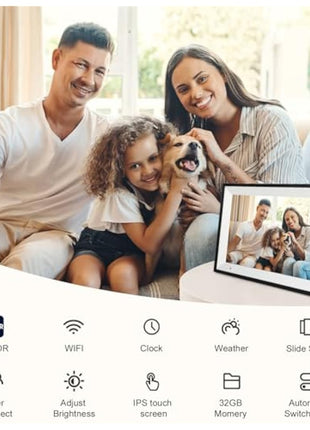 32 GB Digital Photo Frame WiFi,10.1 Inch Digital Picture Frame,1280x800 IPS HD Touch Screen Electronic Digital Frame,Auto-Rotate,Easy to Share Photos or Videos Anywhere