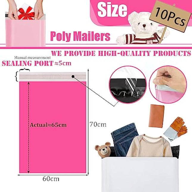10p 60x70cm Hot Pink Vinted Postage Bags Mailing Bags for Clothes,Mailing Poly Postal Self Seal Bags,Large Parcel Shipping Bags Strong Packaging Bag Delivery Bags Plastic Envelopes for Posting Clothes