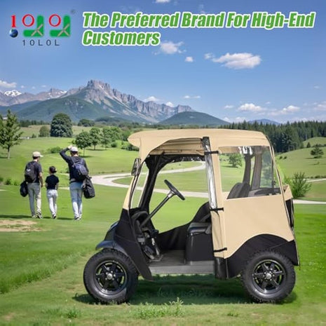 10L0L 2 Passenger Deluxe Golf Cart Driving Enclosures for Club Car Precedent, Waterproof Portable Transparent Golf Cart Cover Storage Enclosure - 4-Sided (Roof up to 58' L)