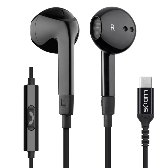Ludos FEROX USB C Headphones for iPhone 17 16 15 Pro Max Plus Air iPad Pro, 5 Years Warranty, USB-C Earbuds for Samsung Galaxy S24 S23 Ultra S22 S21