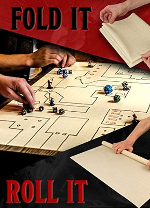 Battle Grid DND D & D Game Mat 36 X 24 - Foldable/Portable/Instantly Lays Flat - Dominate RPG Tabletop Gaming w/ 2 Sided Anti-Stain Square Hex Dry Erase Markers Role Playing Map Board - Warhammer 40k