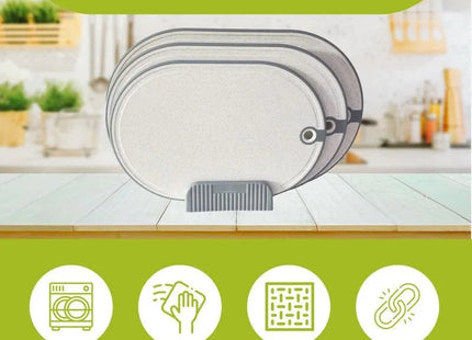 Grey Plastic Chopping Board Set 3-Piece - Non Slip, Handles, Kitchen Prep