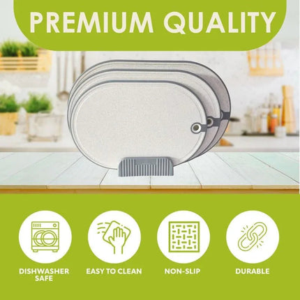 House Creative Grey Plastic Cutting Board Set 3-Piece with Storage and Handles