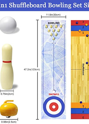 3 in 1 Tabletop Curling Game, Table Top Shuffleboards Curling Bowling,Tabletop Game Interactive Game for Kids & Adults Family Party Games