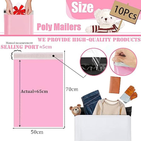 10pcs 50x70cm Pink Vinted Postage Bags Mailing Bags for Clothes,Mailing Poly Postal Self Seal Bags,Large Parcel Shipping Bags Strong Packaging Bags Delivery Bags Plastic Envelopes for Posting Clothes