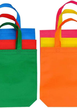 24 Pcs Party Bags, Non-Woven Gift Tote With Handles for Treats, Toys, Goodies - Halloween, Christmas, Wedding, Thanks Giving Supplies (6 Colors)