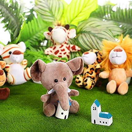 18 Pieces Small Safari Stuffed Animals 4.8 Inch Mini Jungle Animal Plush Toys Cute Zoo Stuffed Small Plush Set for Safari Themed Baby Shower Birthday Party Favors Teacher Student Award(Delicate Style)
