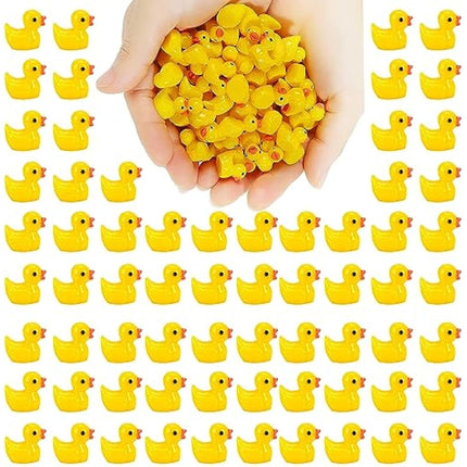 100PCS Mini Resin Ducks, Realistic Shape Tiny Ducks Cute Miniature Toy Baby Bath Time Toys Mini Rubber Ducks Ornaments for Aquariums, Dollhouses, Potted Plants, Garden Landscapes Decoration