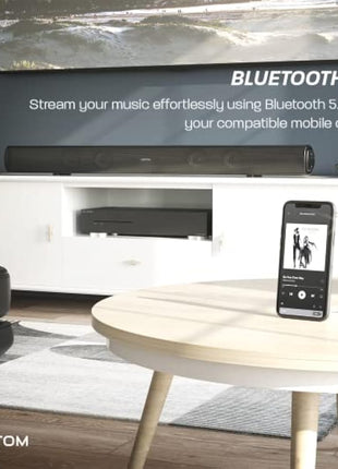 AZATOM Soundbar with Built-In Subwoofer | 180W Surround Sound | Bluetooth, Large Remote & Optical Cable Included | Home Theatre Audio System Perfect for Living Rooms and Bedrooms Studio Eclipse