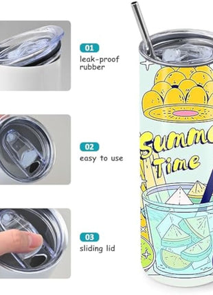 10 Pack Sublimation Tumblers Bulk, 20 oz White Skinny Straight Cups for Heat Press, Stainless Steel Double Wall Insulated Tumbler with Lids, Metal Straws, Shrink Wrap, Cleaning Brush, Individually Box