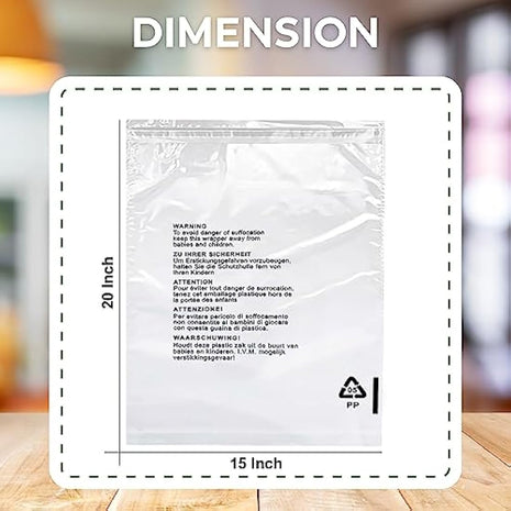 JeeJaan® 100 Pcs of T-Shirt Storage Protection 15 x 20 in Opp Mailing Bags 380 x 508 mm Polythene Bags with Safety Warning