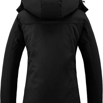Womens Ski Jacket Waterproof Winter Fleece Coat Black Size XL GEMYSE