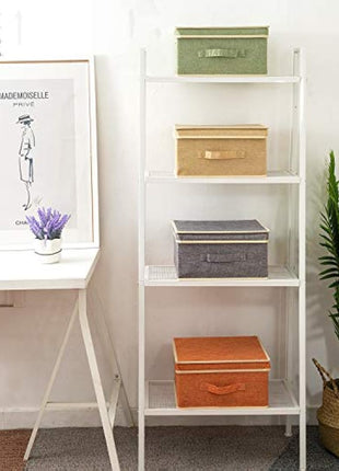 BrilliantJo Storage Boxes with Lid, Foldable Clothing Storage Basket case with Handle for Closet, Bedroom, Home, 33.5L x 31.75W x 17.5H(cm) 4 mixed colors A