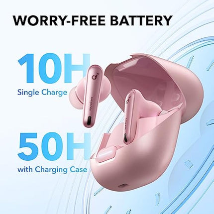 soundcore by Anker Liberty 4 NC Wireless Noise Cancelling Earbuds, 98.5% Noise Reduction, Adaptive Noise Cancelling to Ears and Environment, Hi-Res Sound, 50H Battery, Wireless Charging (pink)