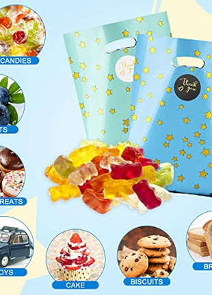BOENFU 60 Pcs Party Gift Bags With Thank You Stickers - 6 Colors Starry Goodie Favor Treat Bags With Handle for Christmas, Halloween, Birthday, Wedding