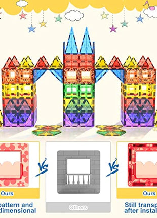 60 PCS Magnetic Building Tiles STEM Magnetic Blocks Sensory Toys Kids Games Magnet Building Toys for Boys and Girls Aged 3+, Kids Brain Development Preschool Kindergarten Toddler Toys