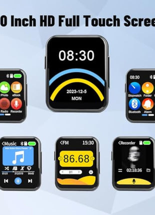 128GB MP3 Player with Bluetooth 5.3, Portable Digital Lossless Music Player with Built-in Speaker, 2.0 in Full Touch Screen, HiFi Sound, FM Radio, Voice Recorder, Earphones Included