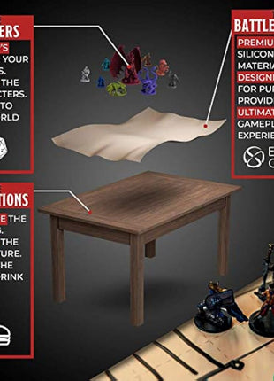 Battle Grid DND D & D Game Mat 36 X 24 - Foldable/Portable/Instantly Lays Flat - Dominate RPG Tabletop Gaming w/ 2 Sided Anti-Stain Square Hex Dry Erase Markers Role Playing Map Board - Warhammer 40k