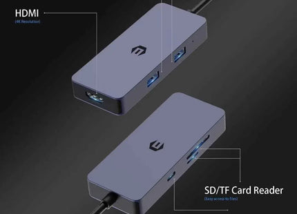 USB C Docking Station 6 in 1 for Mac Pro/Air Dell Surface HP Surface Book Ootday