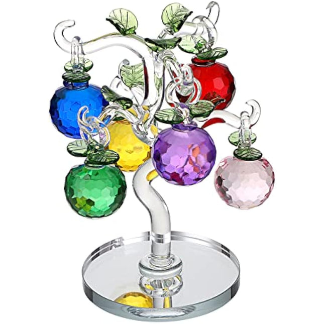 BTSKY Crystal Glass Apple Tree - Artificial Tree Figurine Ornament Table Decoration Feng Shui Crystal Apple Tree Decoration