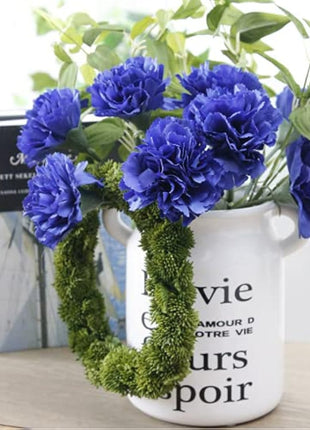 11 Inch Bouquets 10 Stem Carnations,Outdoor UV Resistant No Fade Artificial Flower,Mini Carnation Silk Petals Fake Flowers Forever Plants for Photo Props Home Party and Wedding Decor (Dark Blue)