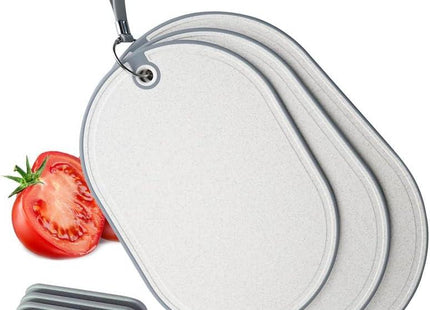 Grey Plastic Chopping Board Set 3-Piece - Non Slip, Handles, Kitchen Prep