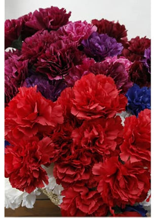 11 Inch Bouquets 10 Stem Carnations,Outdoor UV Resistant No Fade Artificial Flower,Mini Carnation Silk Petals Fake Flowers Forever Plants for Photo Props Home Party and Wedding Decor (Red-10)
