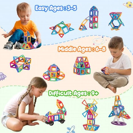 aaczly Magnetic Tiles 122PCS Magnetic Building Blocks Magnets for Kids Construction Toys Learning STEM Educational for 3+ Years Old Boys Girls Christmas Birthday Gifts