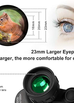 20x50 Binoculars for Adults High Powered, Military Compact HD Professional/Daily Waterproof Binoculars Telescope for Bird Watching Travel Hunting Football Games Stargazing with Carrying Case and Strap