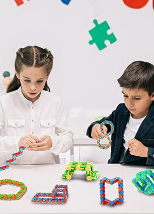 24-Pack 24 Links Wacky Tracks Toys, Puzzle Toy, Snap and Click Toys Snake Fidget Toys Click Sensory Toys for Stress Relief Party Bag Fillers