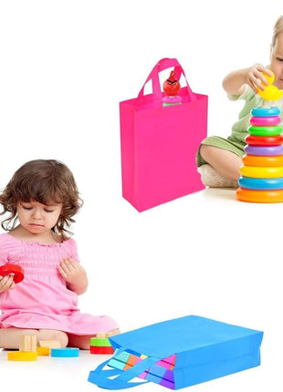 BOENFU 30 Pcs Party Bags with Handles Non-Woven Gift Tote Bags Toy Goody Sweet Gift Bags for Kids' Birthday, Halloween, Christmas, Thanks Giving Days, Wedding Party Supplies (Colourful)