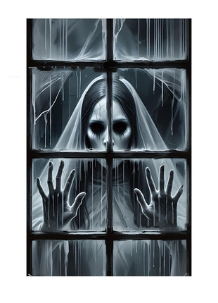 3D Holiday Window Cover Witch Halloween Window Cover