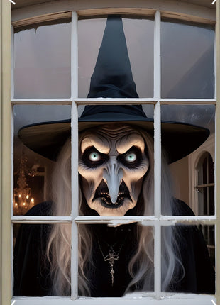 3D Holiday Window Cover Witch Halloween Window Cover