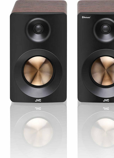 JVC XS-D629BM 2.0 CHANNEL BLUETOOTH BOOKSHELF SPEAKERS 60W WALNUT RCA USB PCM