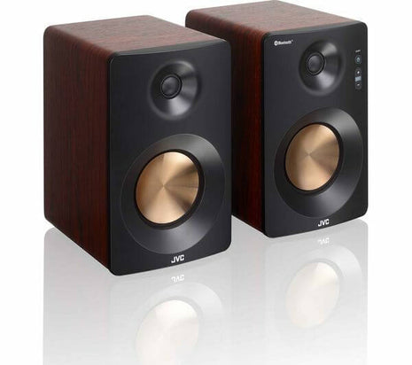 JVC XS-D629BM 2.0 CHANNEL BLUETOOTH BOOKSHELF SPEAKERS 60W WALNUT RCA USB PCM