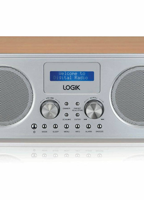 LOGIK L75DAB20 PORTABLE DAB+ FM BLUETOOTH 5.0 RADIO SILVER & WOOD USB