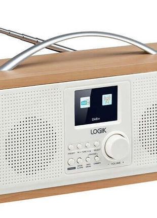LOGIK L45DABW23 PORTABLE DAB+ FM RADIO MAINS OR BATTERY WHITE & BROWN 2.4" TFT