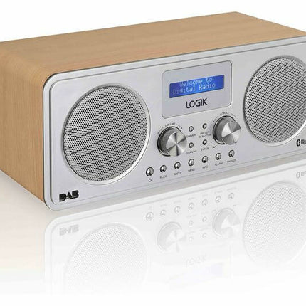 LOGIK L75DAB20 PORTABLE DAB+ FM BLUETOOTH 5.0 RADIO SILVER & WOOD USB