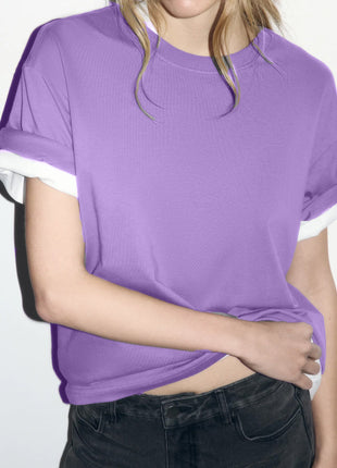 Arrival Cotton Crew-Neck Solid-Color Versatile T-Shirt