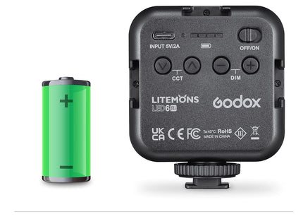 Godox LITEMONS LED6Bi Mini LED Video Light, CRI95, 3200K-6500K, Zoom & Meetings