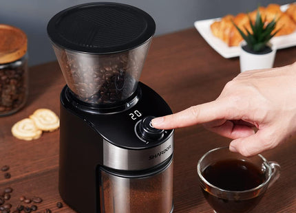 Coffee Grinder Burr Electric 25 Grind Settings with Digital Timer Black Shardor