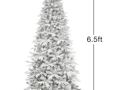 Artificial Christmas Tree 6.5ft Snow Flocked Branches Realistic Unlit Pine KI Store
