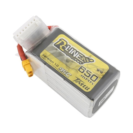 Tattu R-Line 650mAh 95C 22.2V 6S1P Lipo Battery Pack with XT30U-F Plug