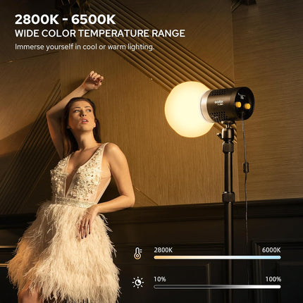 Godox ML30Bi 40W Bi-Color LED Video Light 2800-6500K FX Effects APP & Silent Mode