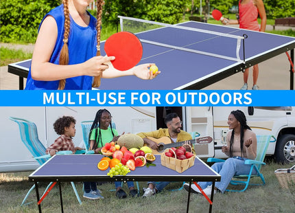 REXOUS Midsize Folding Ping Pong Table Game Set 2 Paddles 3 Balls, Net 30''x54''