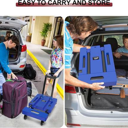 Folding Hand Truck 500LB, 6-Wheel Luggage Cart for Office & Travel SOLEJAZZ