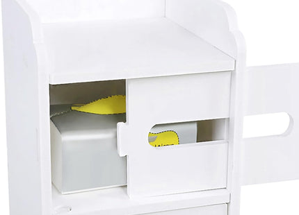 Small Bathroom Cabinet White 3 Tier Freestanding Tissue Box Storage Ejoyous