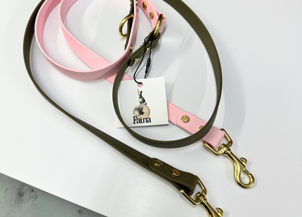 Petra Multiway Dog Lead in Olive & Pastel Pink