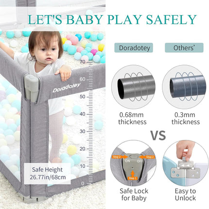 Baby Playpen 180x200cm, Foldable Safety Gate, Adjustable Indoor Play Yard
