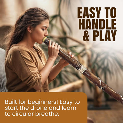 Didgeridoo Hand Fired Modern Beeswax Mouthpiece Easy Play World Percussion USA